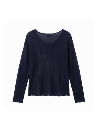 CUBIC Button Detail Open-Knit Top