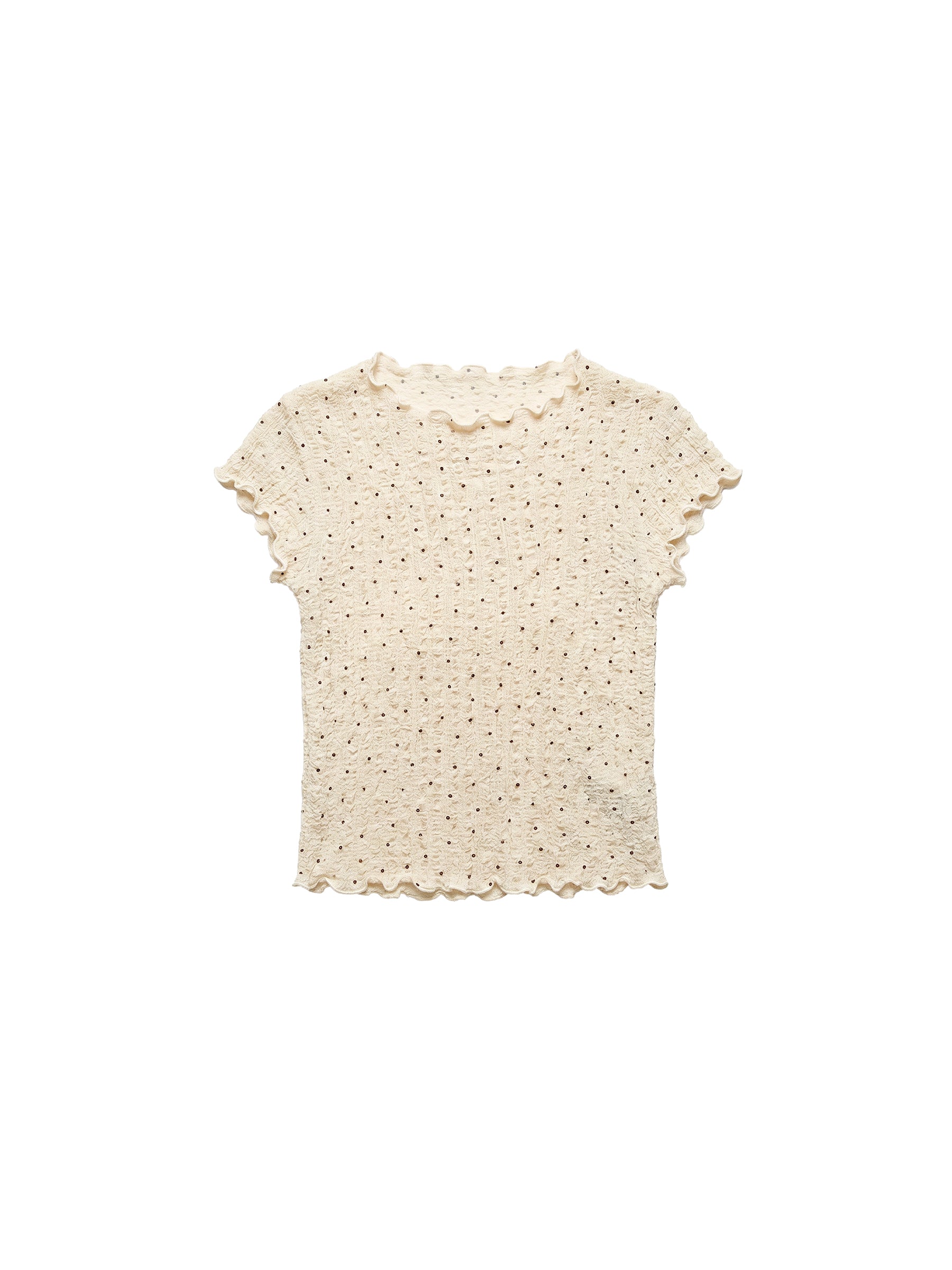 CUBIC Gingham Print Ruffle-Edge Top-13