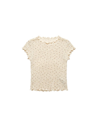 CUBIC Gingham Print Ruffle-Edge Top