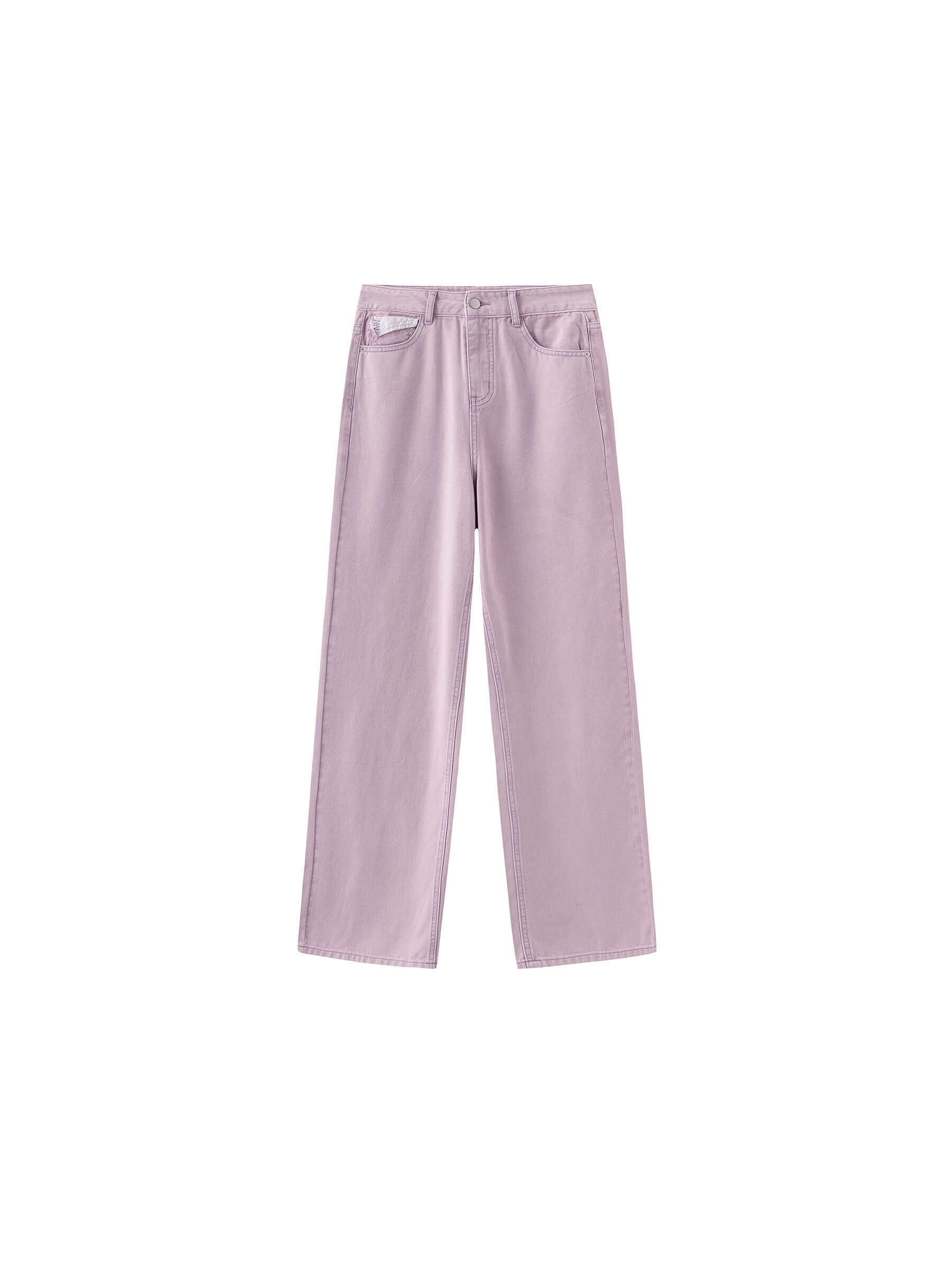 High Waist Loose Straight Washed Jeans-15