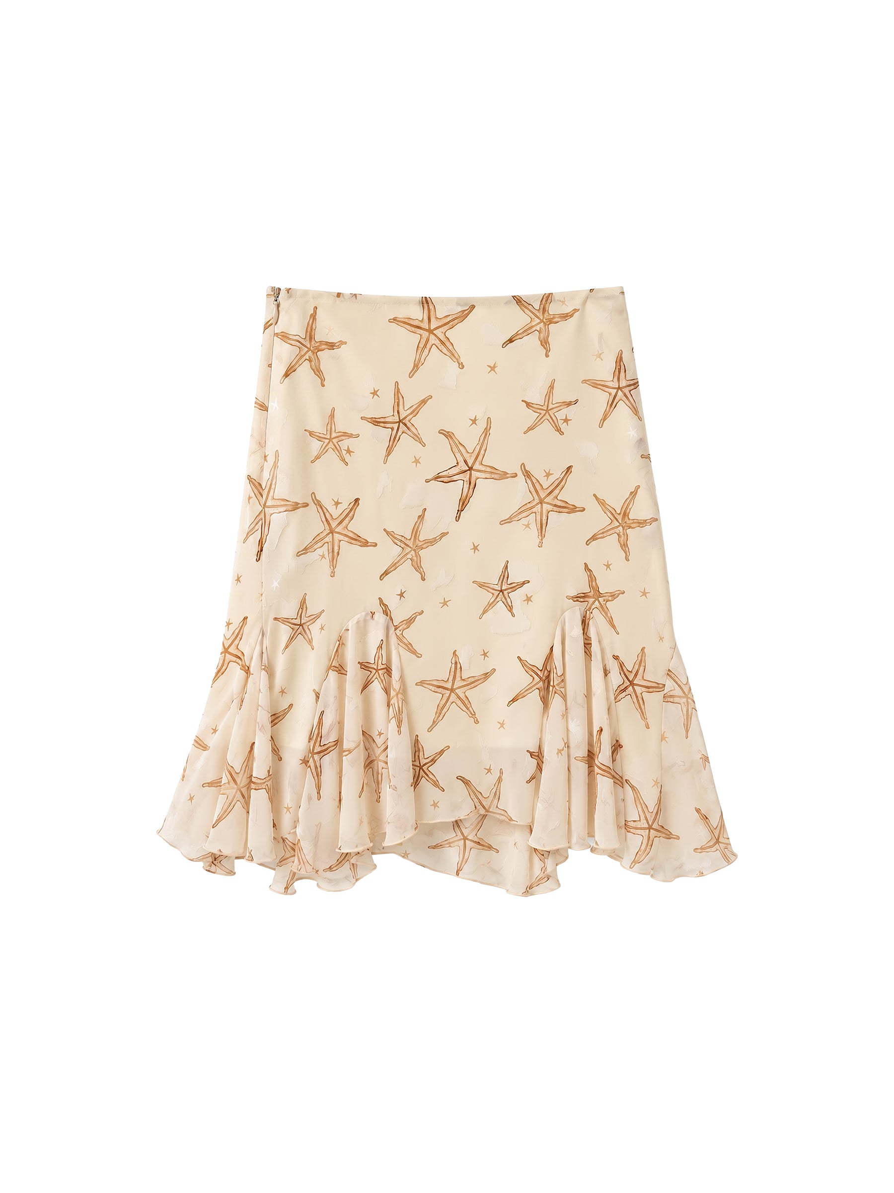 CUBIC Starfish Print Flare Midi Skirt-13