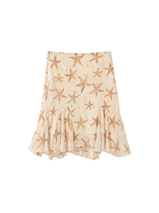 CUBIC Starfish Print Flare Midi Skirt