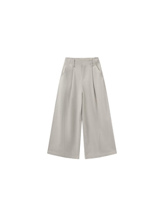 100% Cotton High-Waisted Wide-Leg Casual Trousers