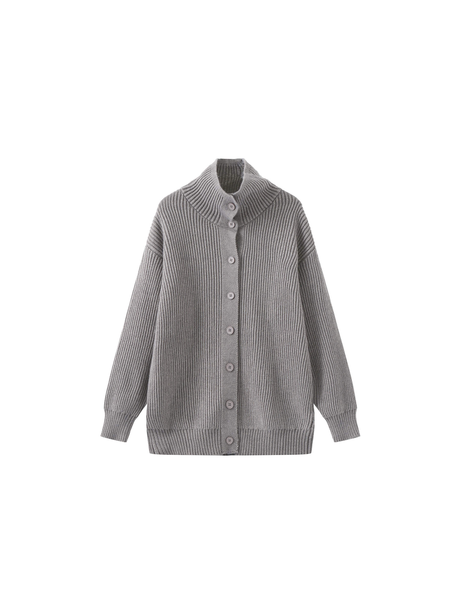 High Neck Boxy Knit Cardigan-13