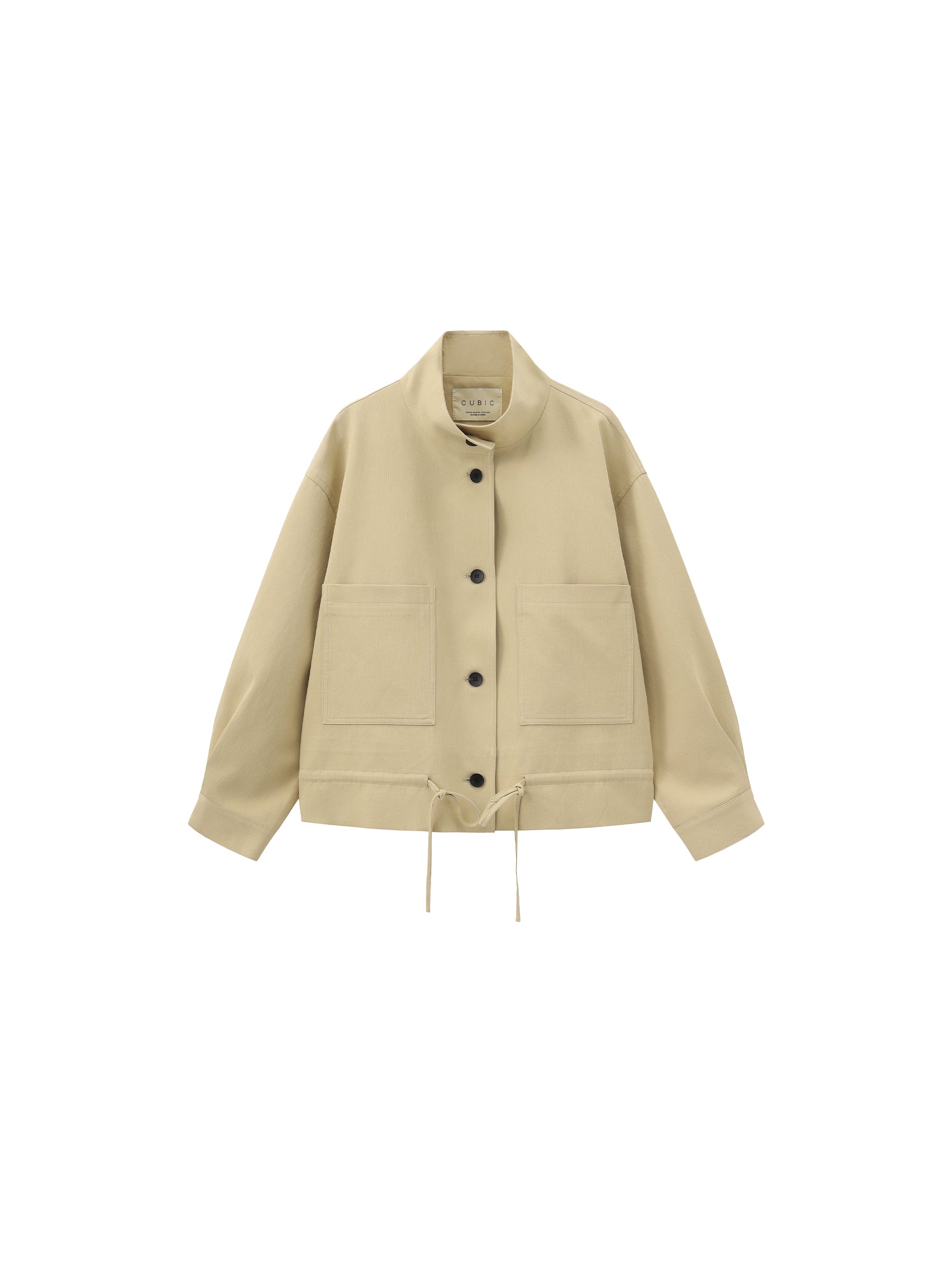 CUBIC Lyocell Drawstring Short Trench Coat-13