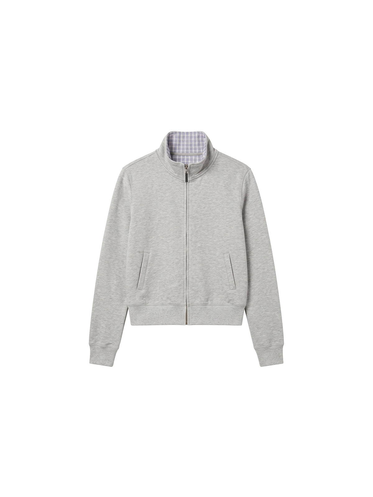 CUBIC Checked Collar Zip-Up Jacket-13