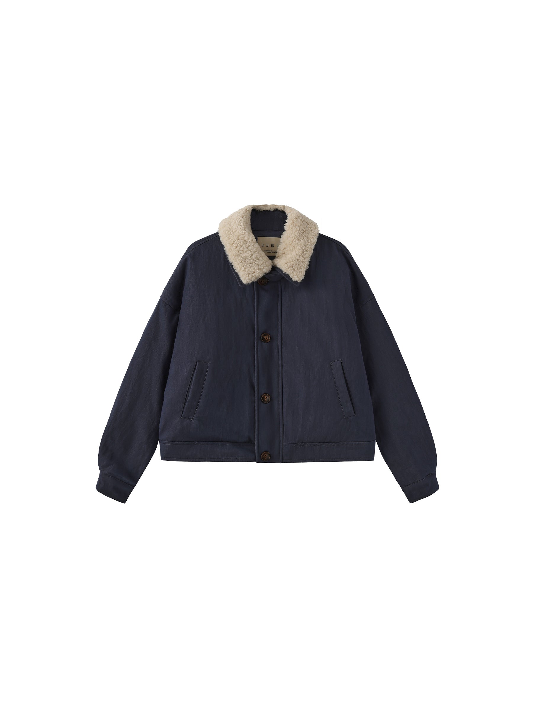Removable Fur Collar High Neck Down Coat-12