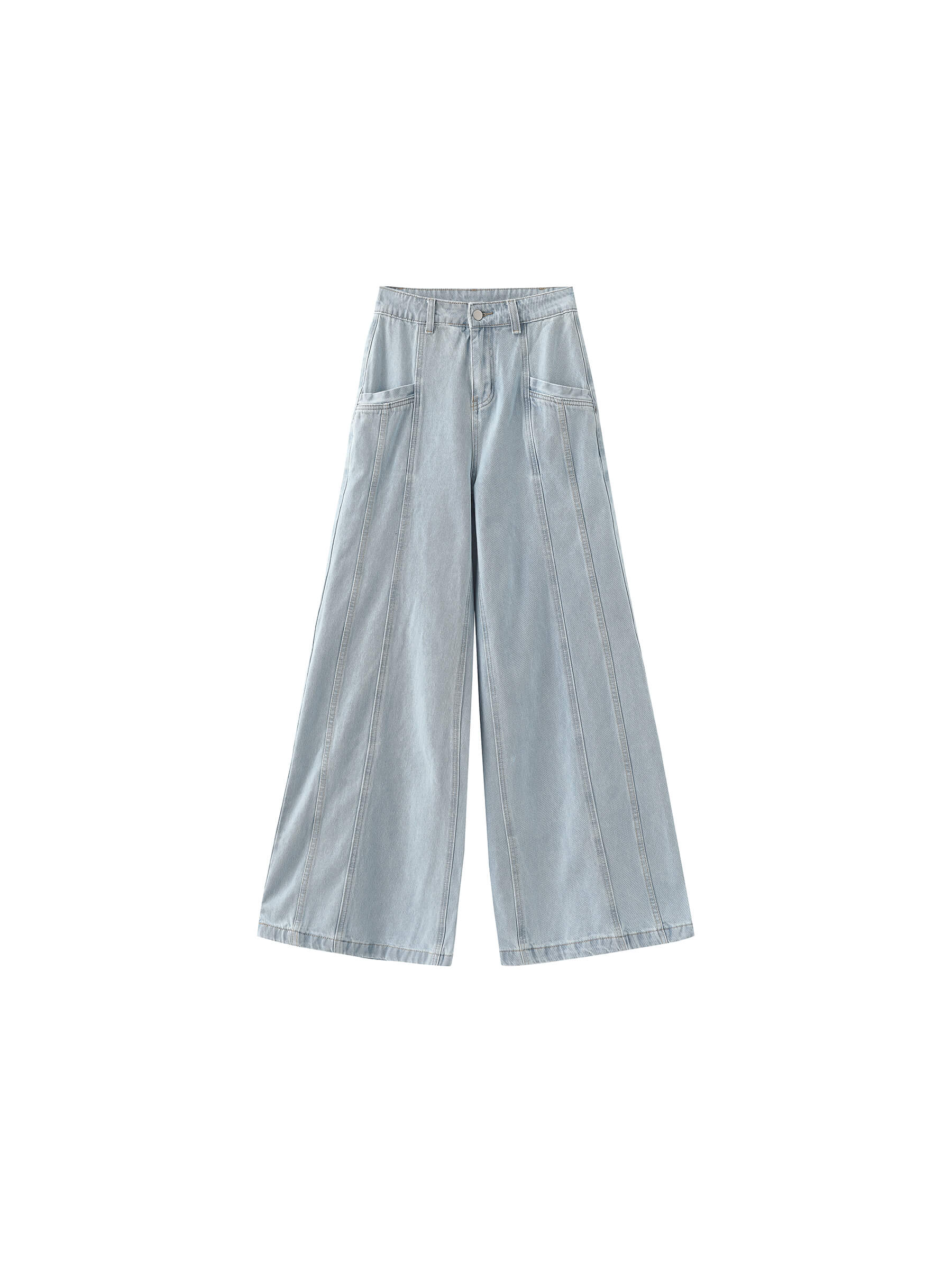 Front Stitch Wide Leg Jeans-17