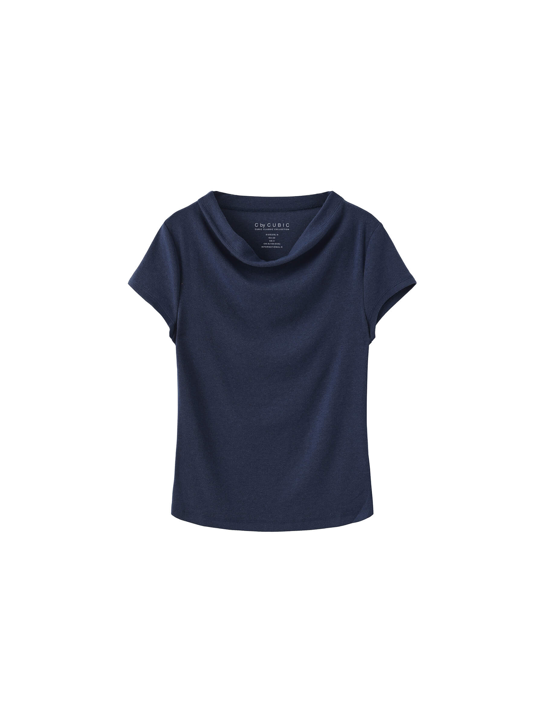 C by CUBIC Draped Neck Short-Sleeve T-Shirt