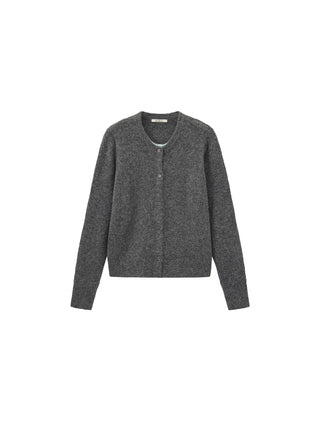 Crewneck Knit Button-Up Cardigan