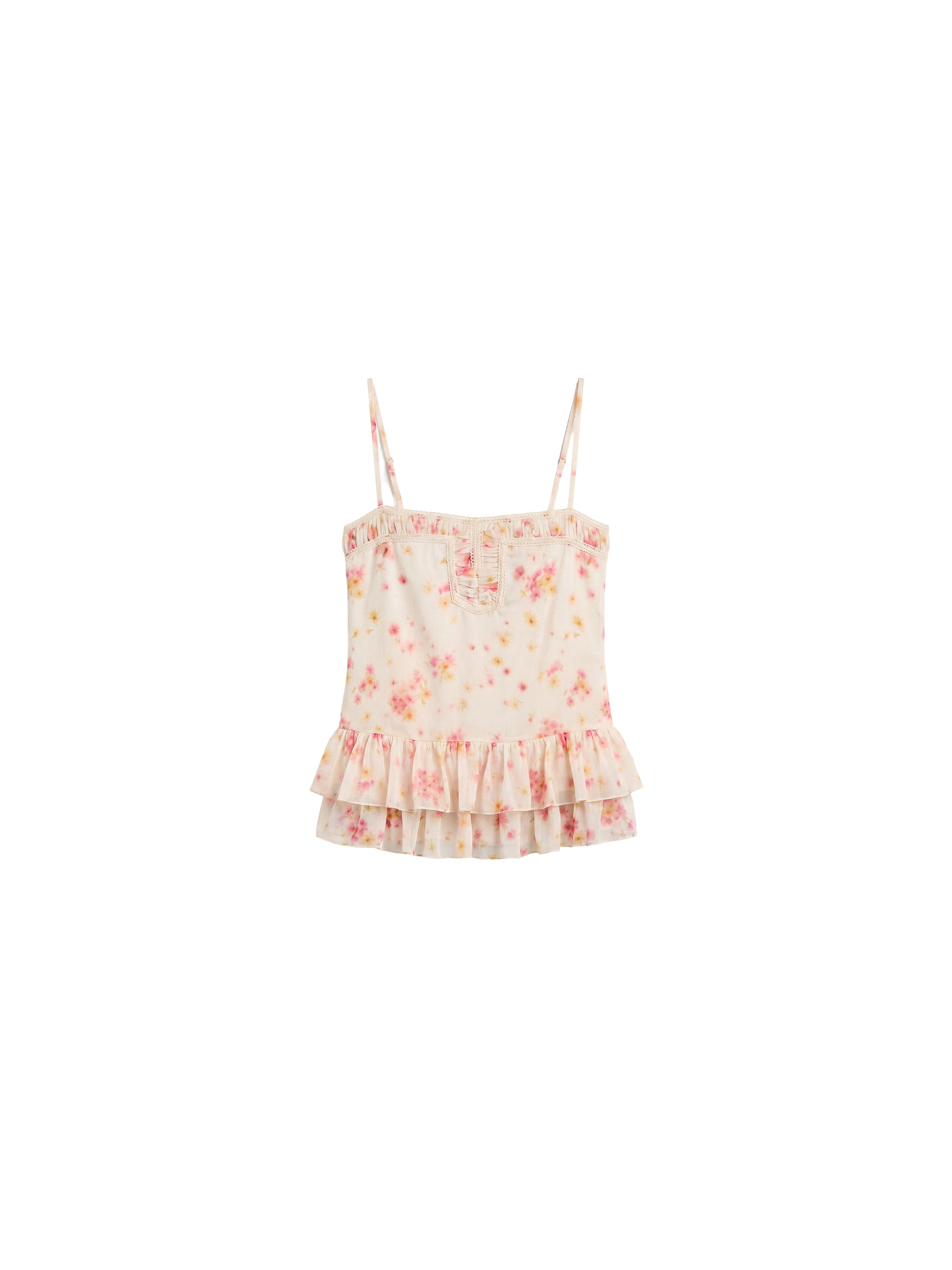 CUBIC Lace V-Neck Ruffle Floral Camisole-13