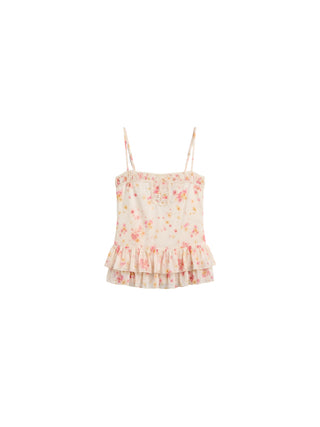 CUBIC Lace V-Neck Ruffle Floral Camisole