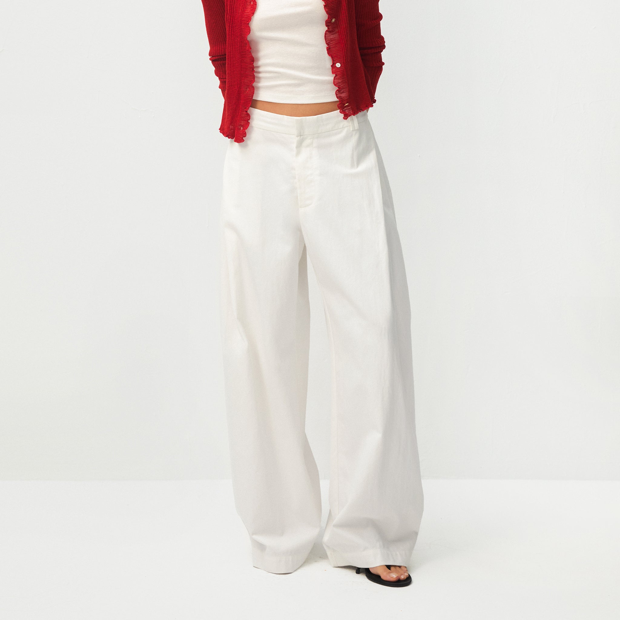 Wide-Leg Tapered Tailored Trousers-13
