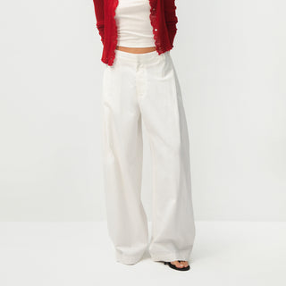 Wide-Leg Tapered Tailored Trousers
