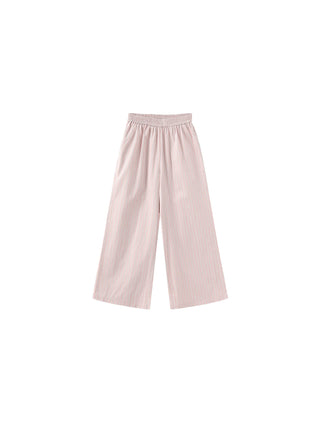 Pleated Striped Wide-Leg Trousers