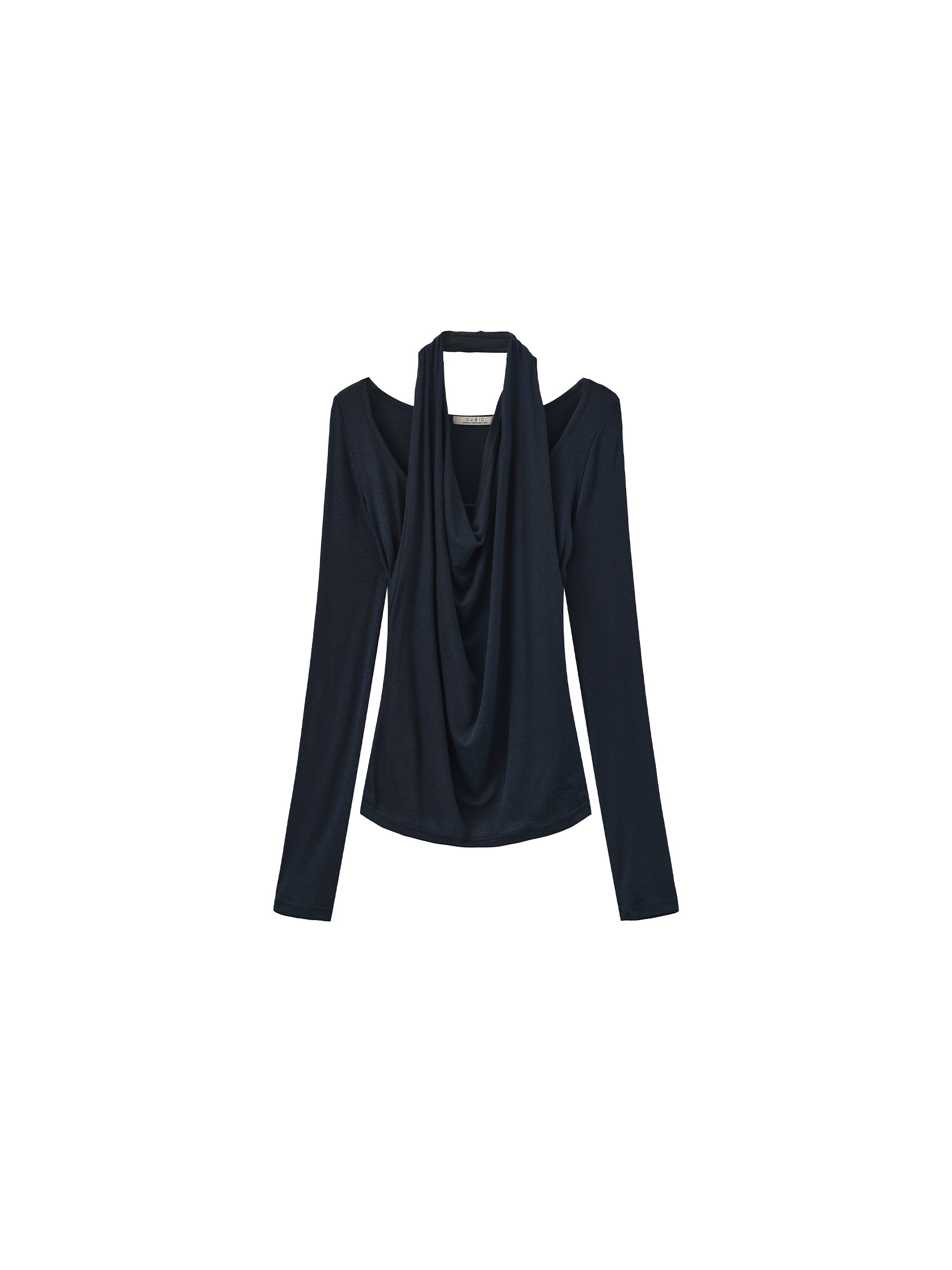 Halter V-Neck Long-Sleeve T-Shirt-13