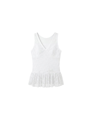 CUBIC Lace V-Neck Peplum Tank Top