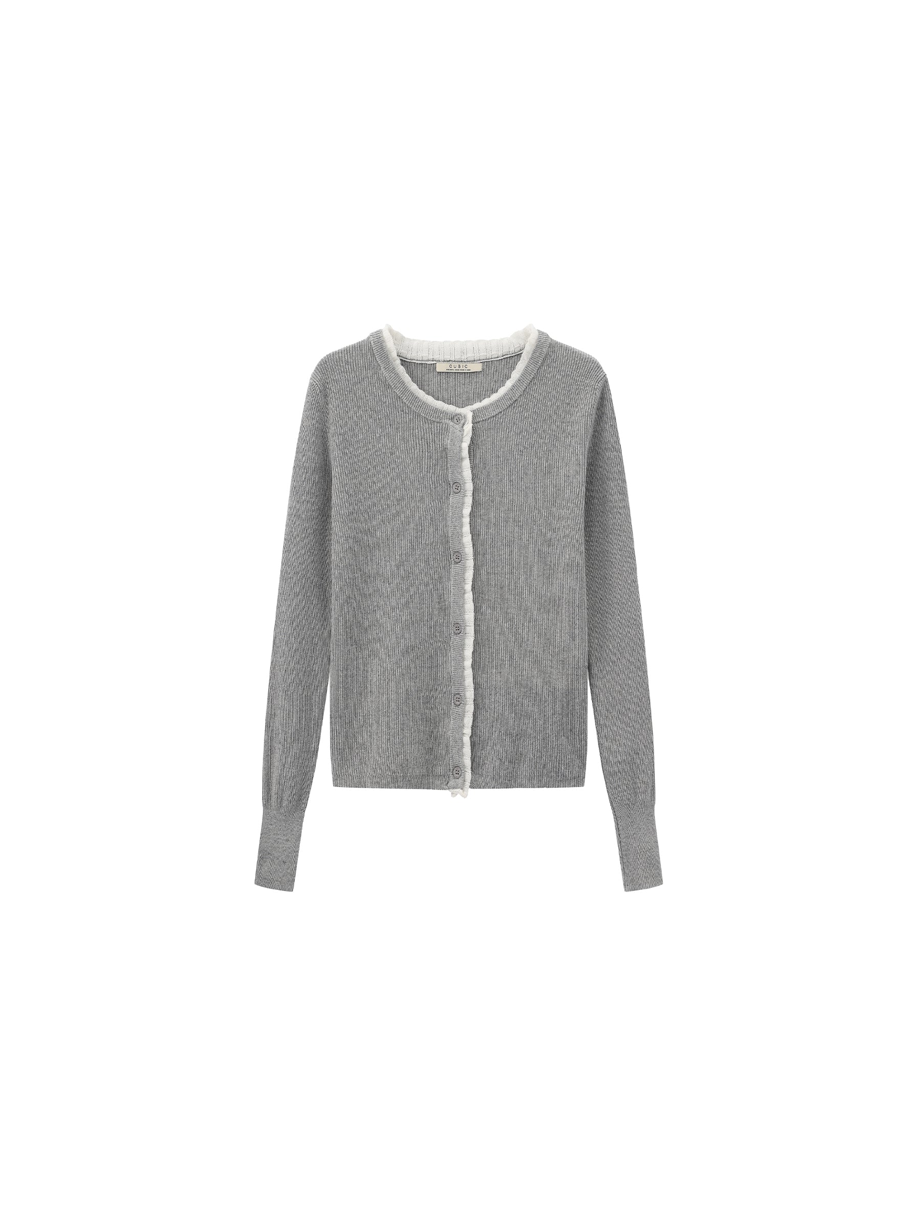 CUBIC Lace-trimmed Linen Knit Cardigan-13