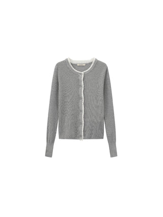 CUBIC Lace-trimmed Linen Knit Cardigan