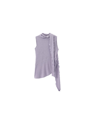 Asymmetrical Tie-Neck Flowy Sleeveless Top