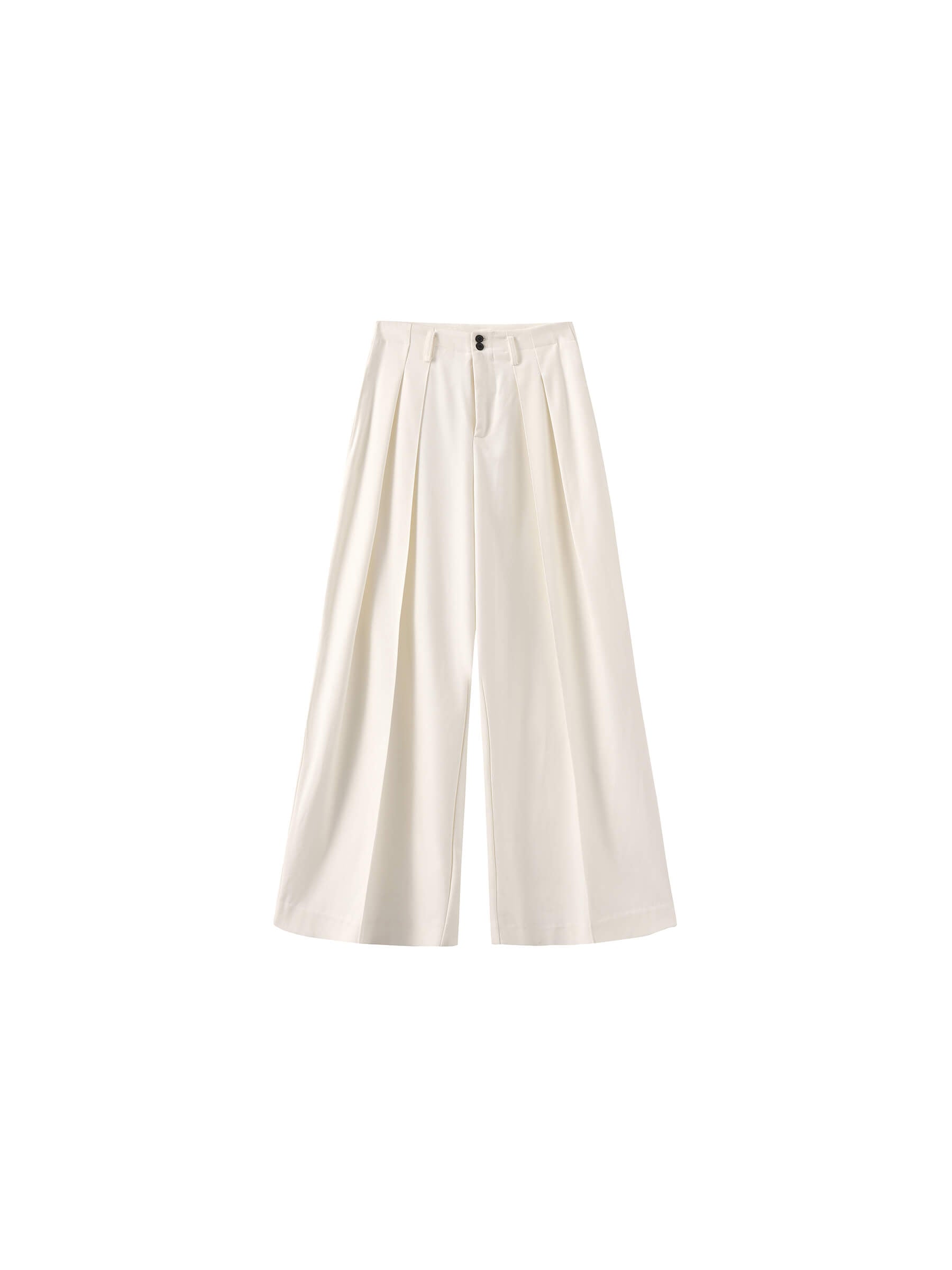 ONE BY CUBIC Pleated Wide Leg Wool Blend Trousers-15
