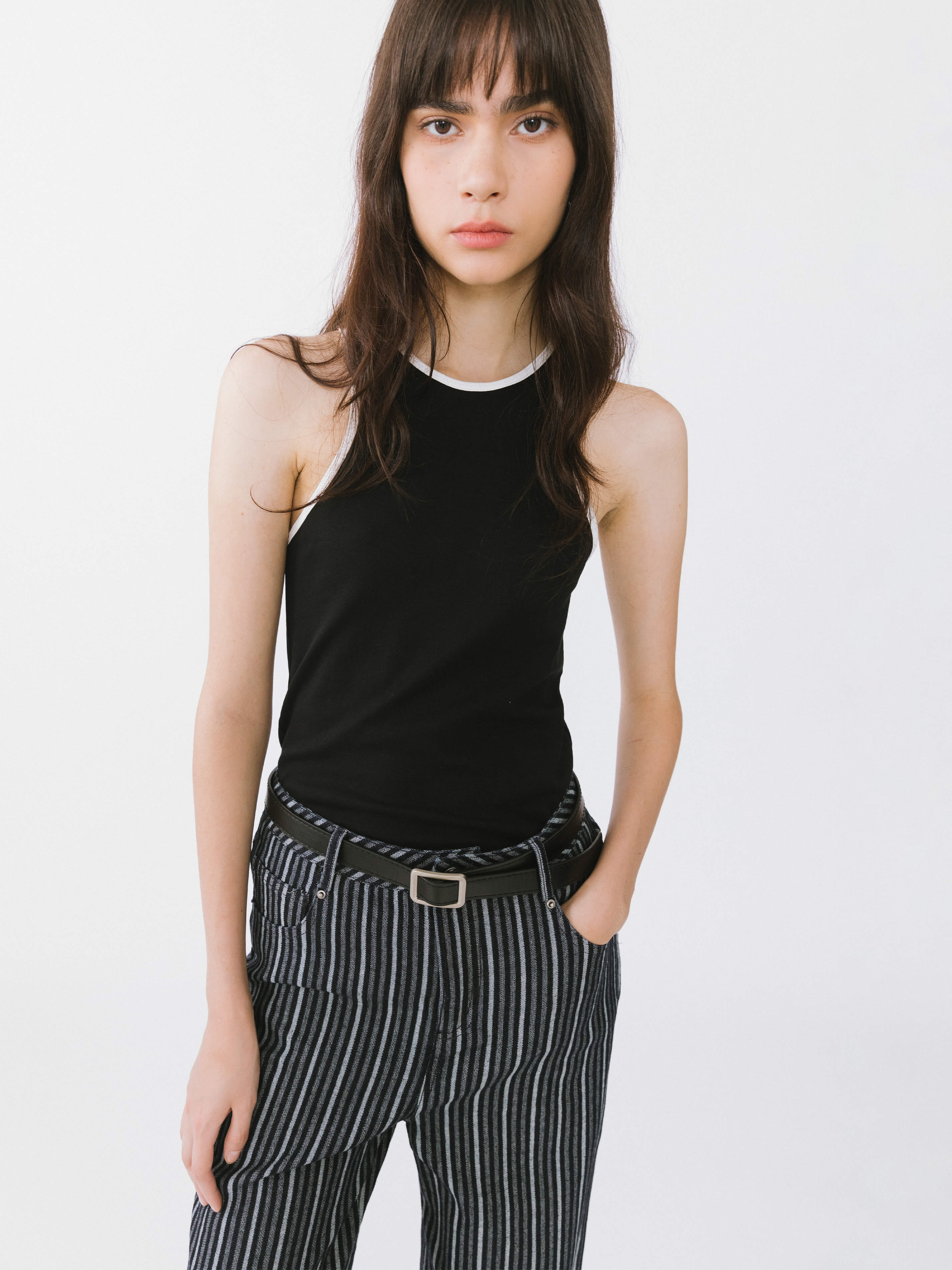 Contrast Cutaway Tank Top-13