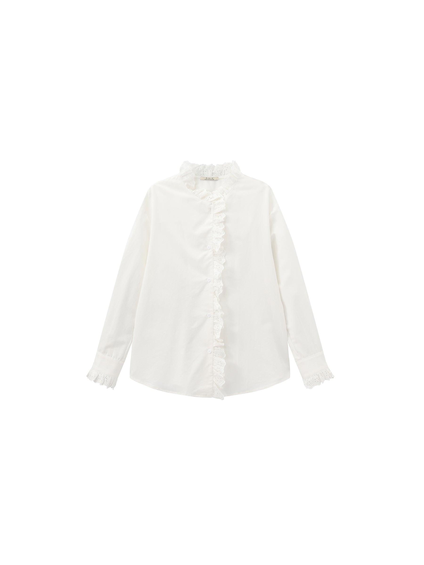 CUBIC Lace-Trimmed Linen Long-Sleeve Shirt-13
