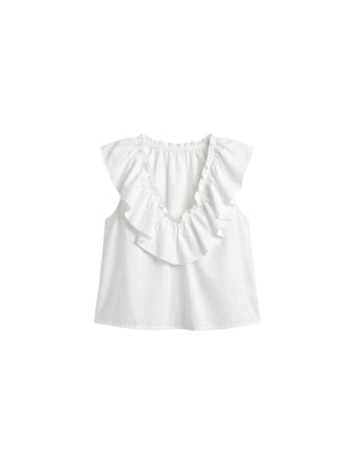 CUBIC Ruffle V-Neck Sleeveless Blouse