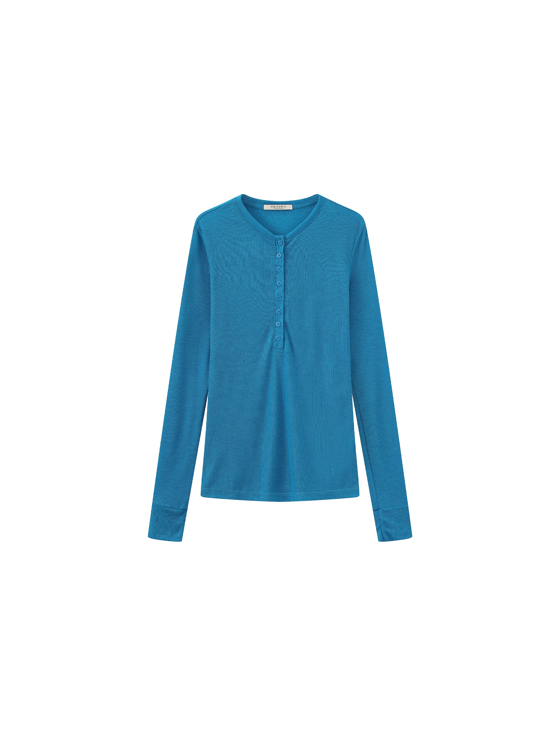 C by CUBIC Henley Neck Slim-Fit Long-Sleeve Top-14