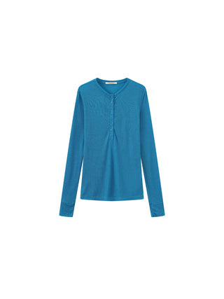 C by CUBIC Henley Neck Slim-Fit Long-Sleeve Top