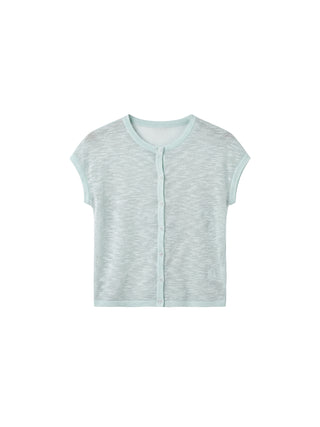CUBIC Viscose Blend Short-Sleeve Sheer Cardigan