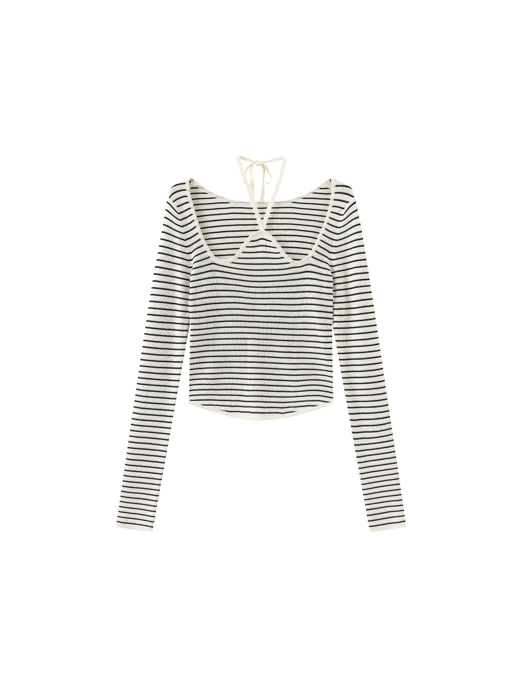Chest Cut Out Striped Long Sleeve Top-13