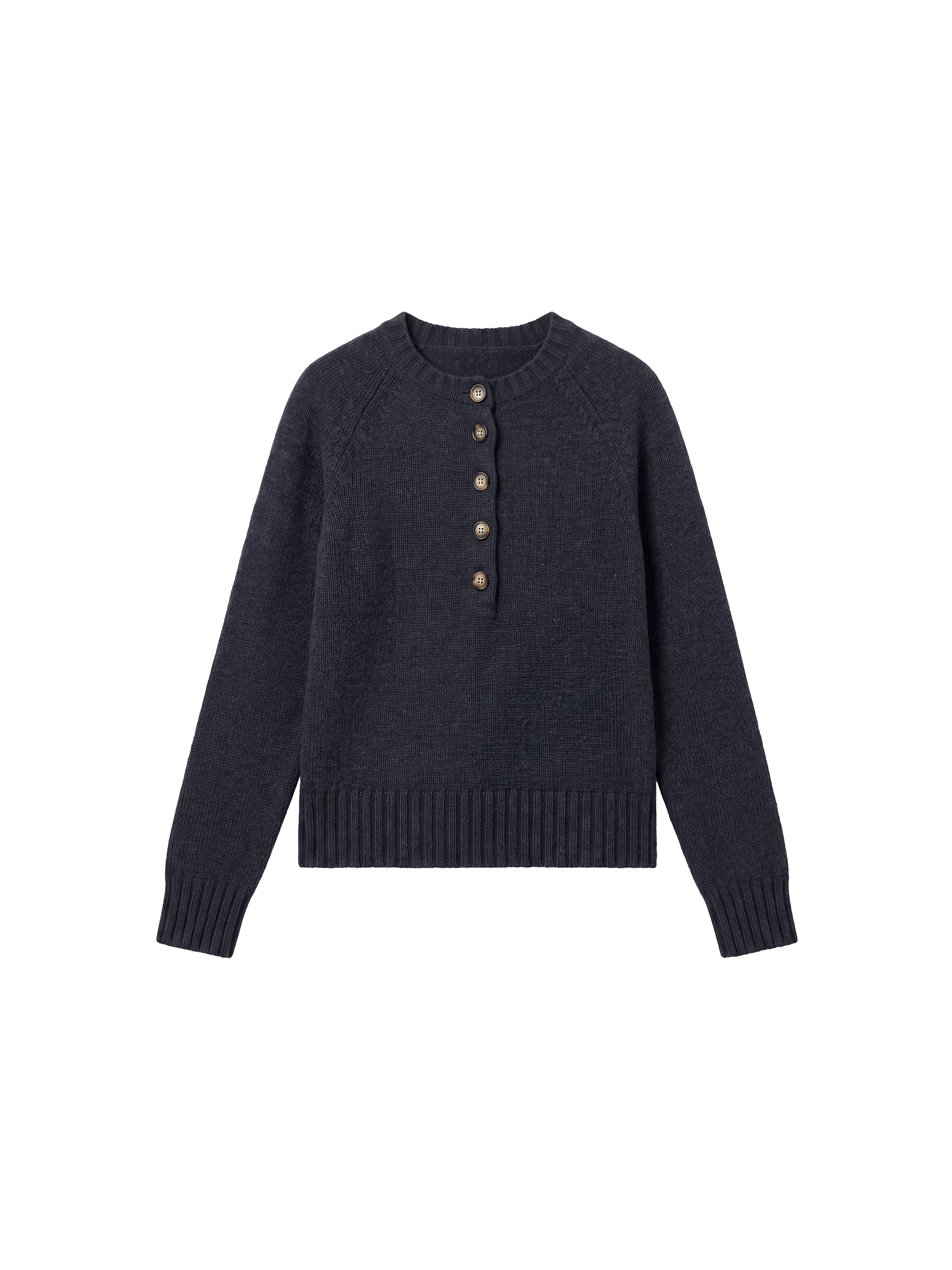 CUBIC 100% Wool Vintage Henley Neck Wool Sweater-13