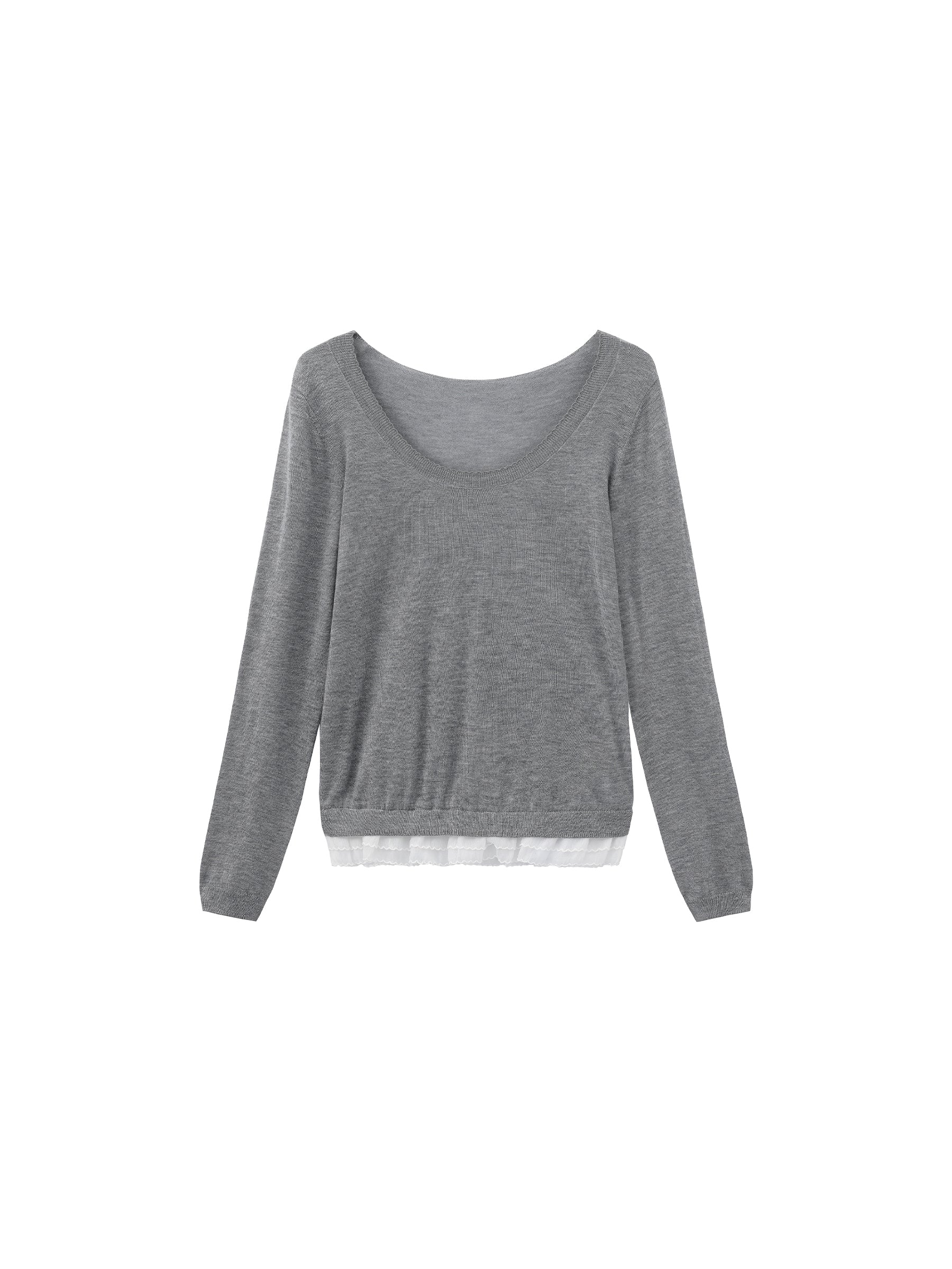 CUBIC Lace Trim Cropped Knit Top-13