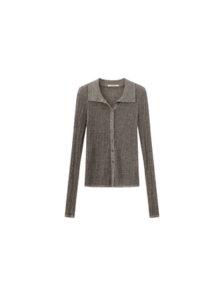 CUBIC Linen Collared Long-Sleeved Knit Sweater