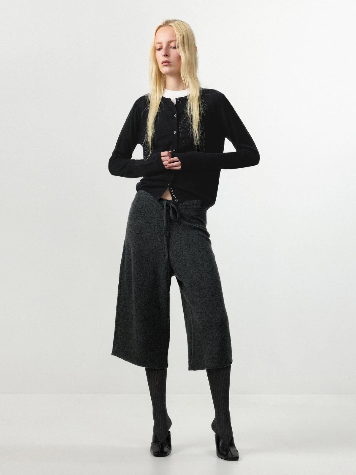100% Wool Knit Cardigan with Crew Neck-13