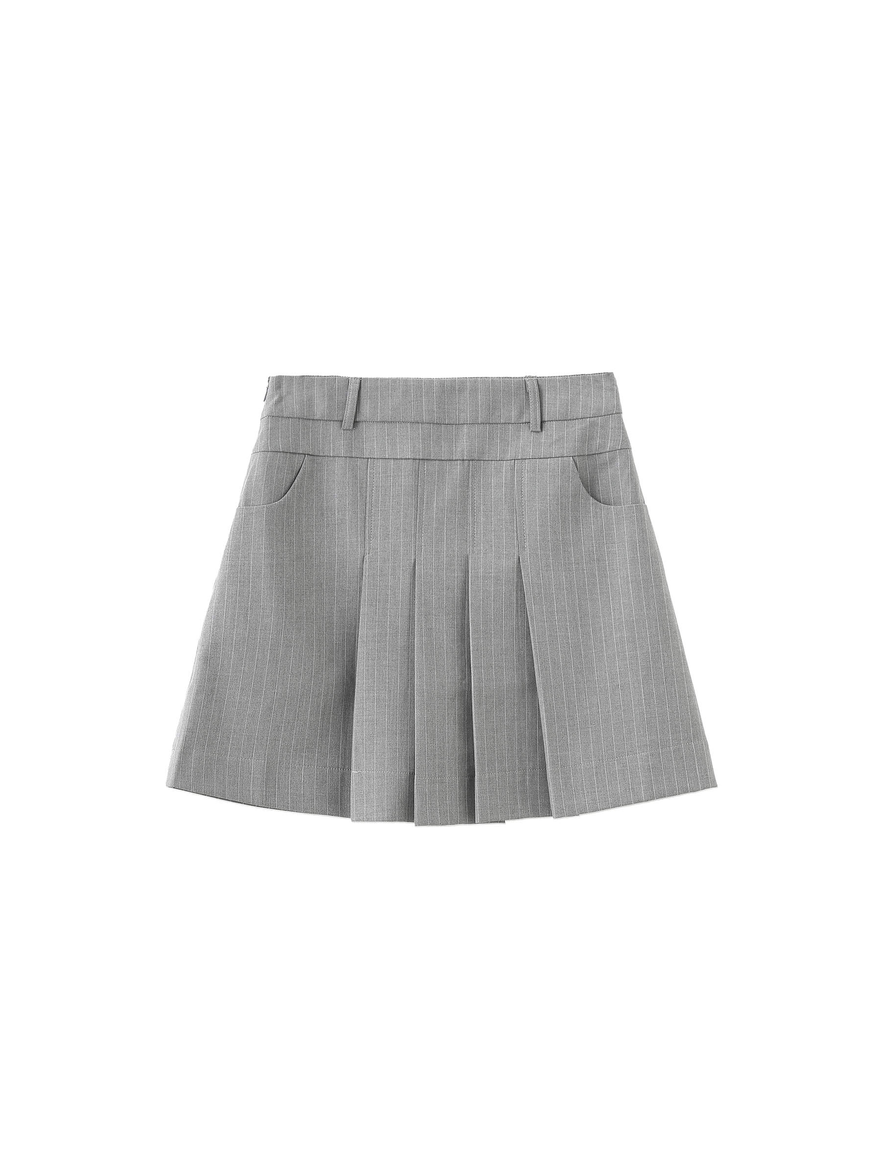 Pinstripe Pleated Mini Skirt-15