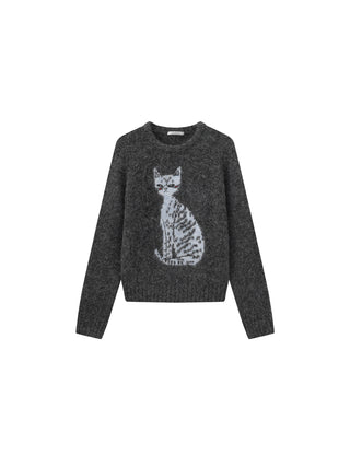 CUBIC Cat Print Alpaca Blend Sweater