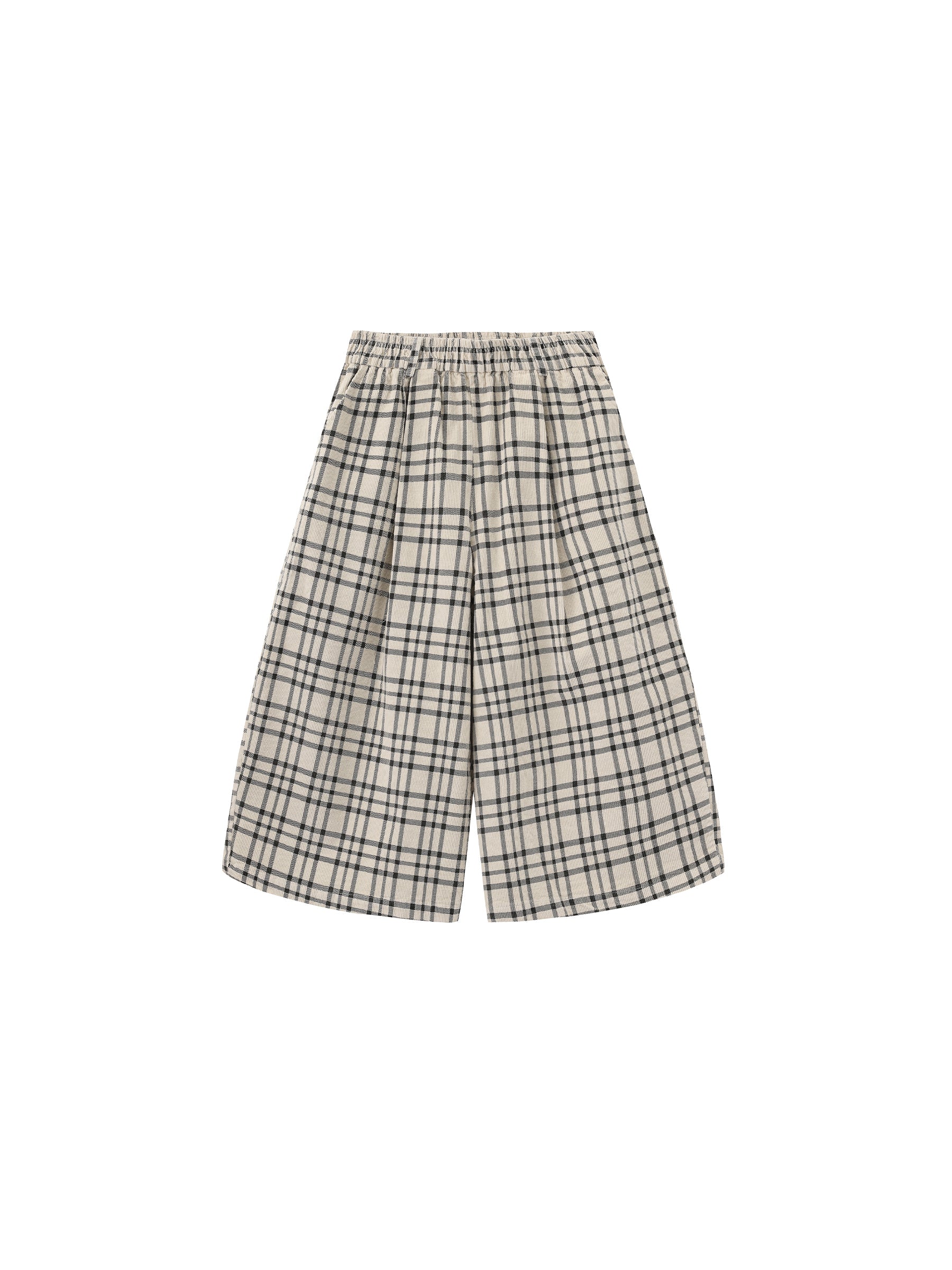 Vintage Plaid Curved Cropped Trousers-13