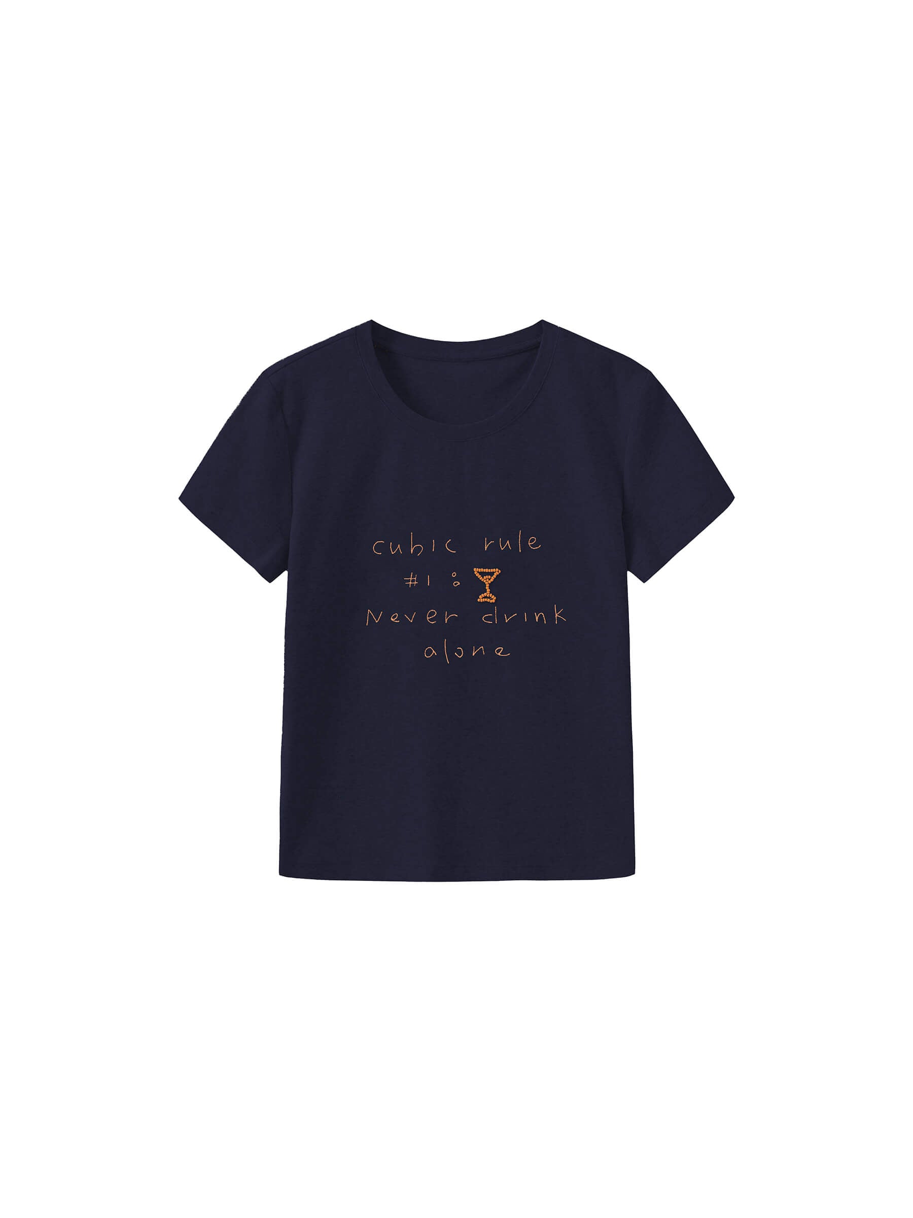 Cropped Letter Embroidered T-shirt-15