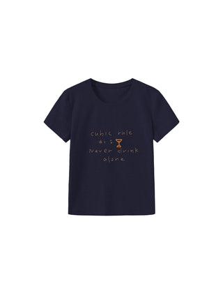 Cropped Letter Embroidered T-shirt