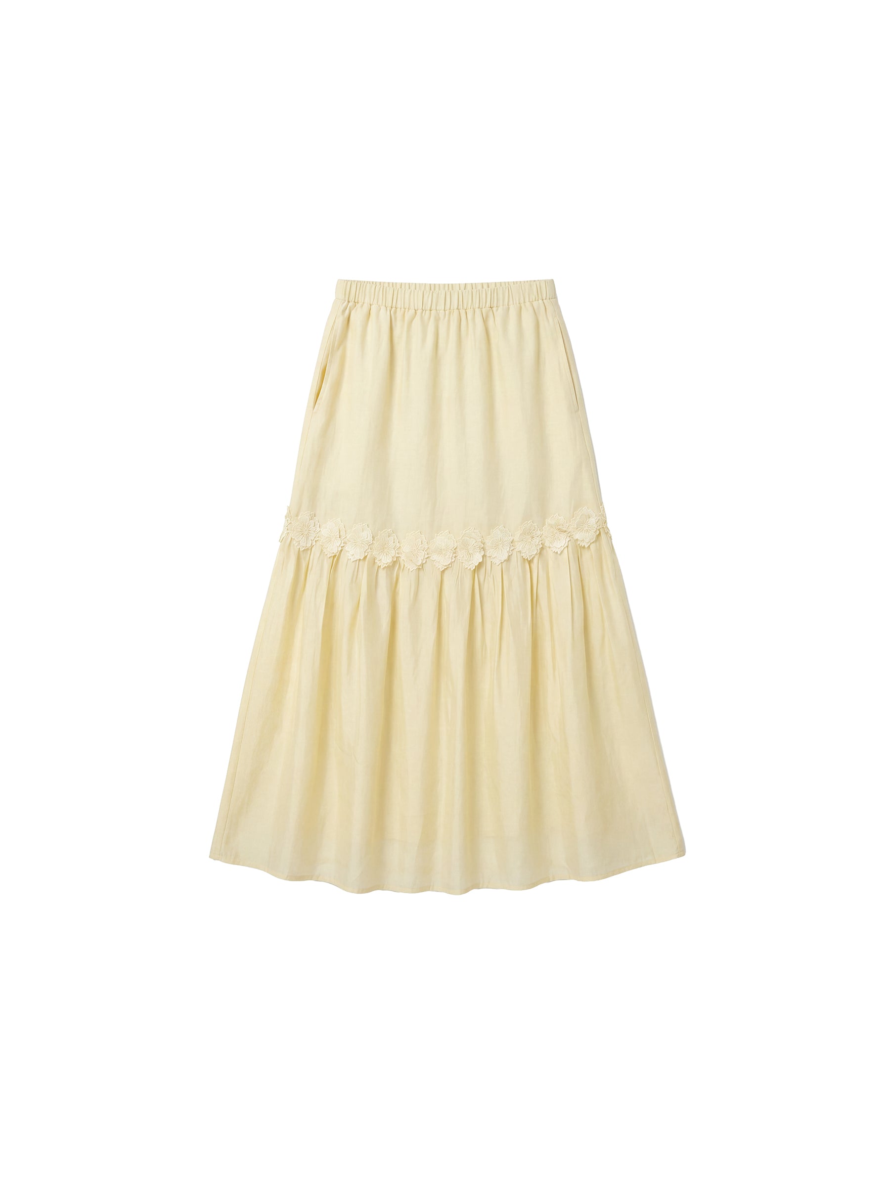 CUBIC Floral Appliqué Tiered Maxi Skirt-13
