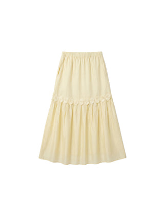 CUBIC Floral Appliqué Tiered Maxi Skirt