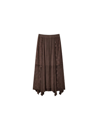 CUBIC Lace-Overlay Asymmetrical Sheer Midi Skirt