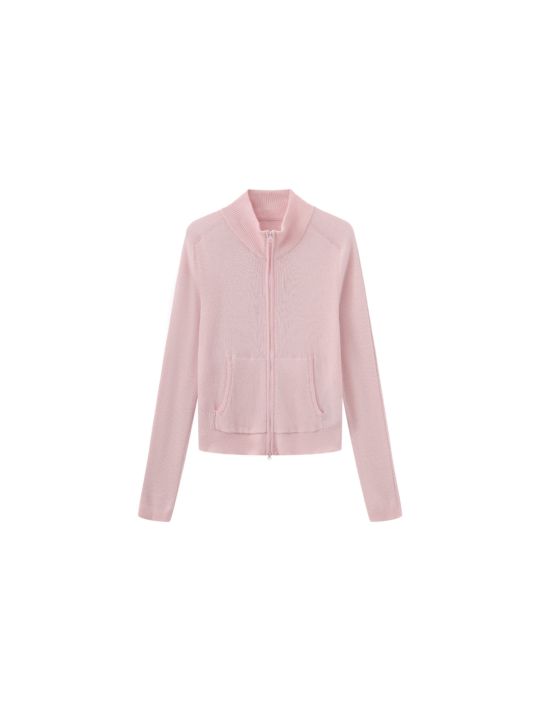 Two-Way Zip Layered Knit Jacket-13