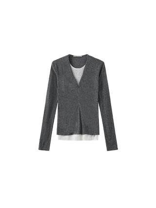 Casual Faux-Layer Knit Top