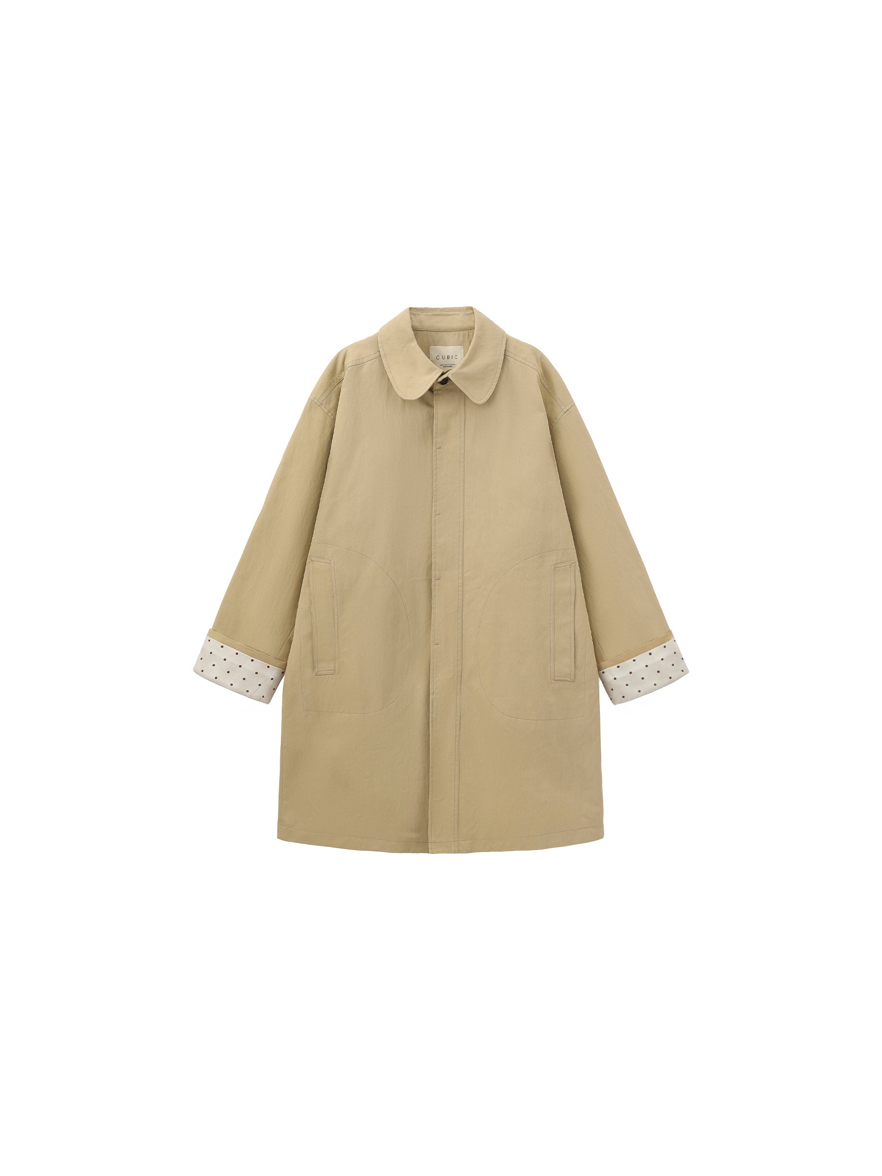 CUBIC Polka Dot Design Patchwork Trench Coat (Pre order: White)-13