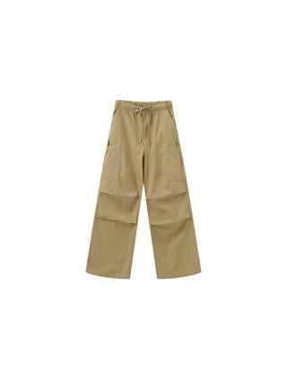 Relaxed Draped Straight-Leg Utility Pants