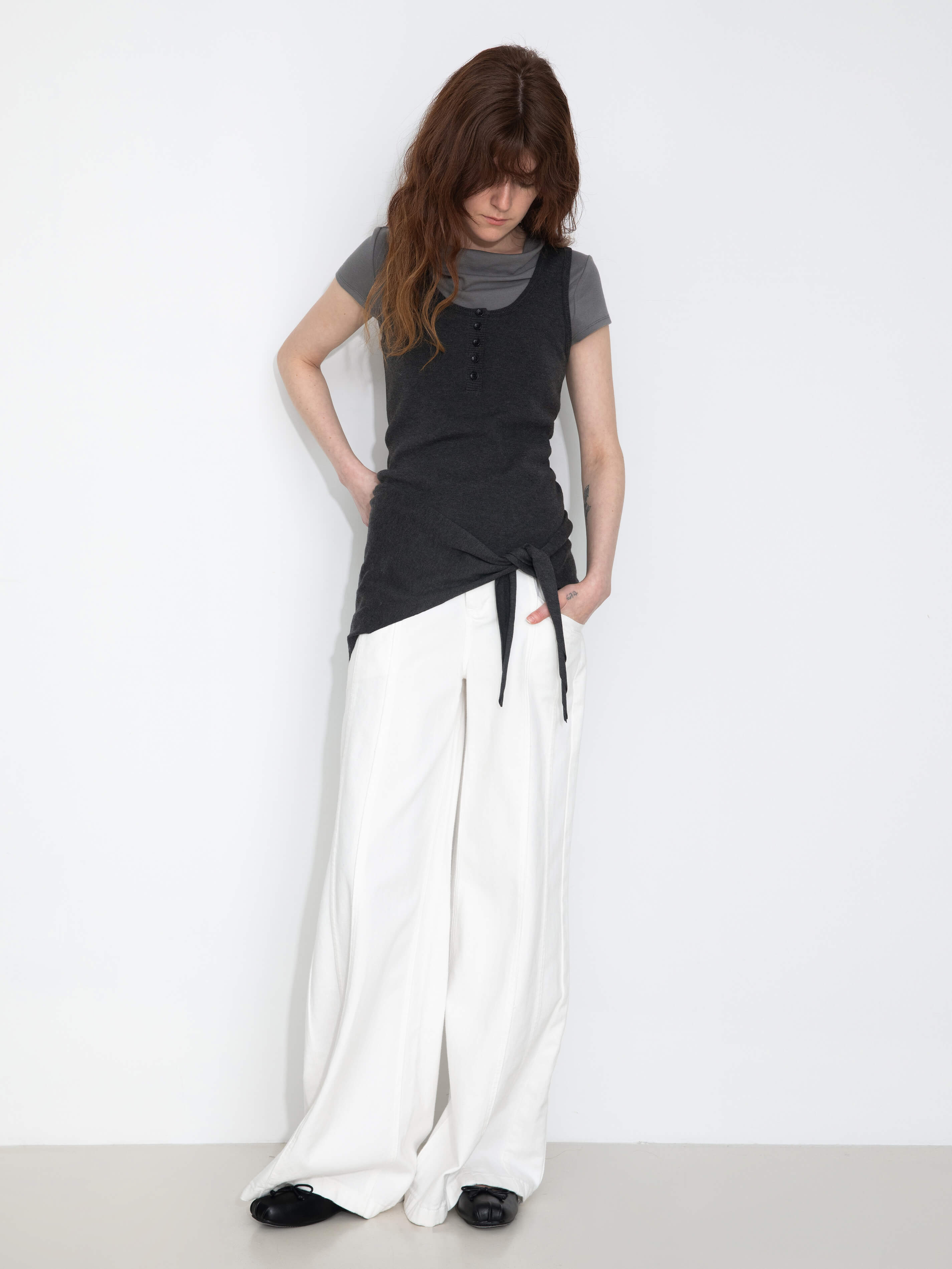 Slim-Fit Knit Henley Vest with Neck Tie-15