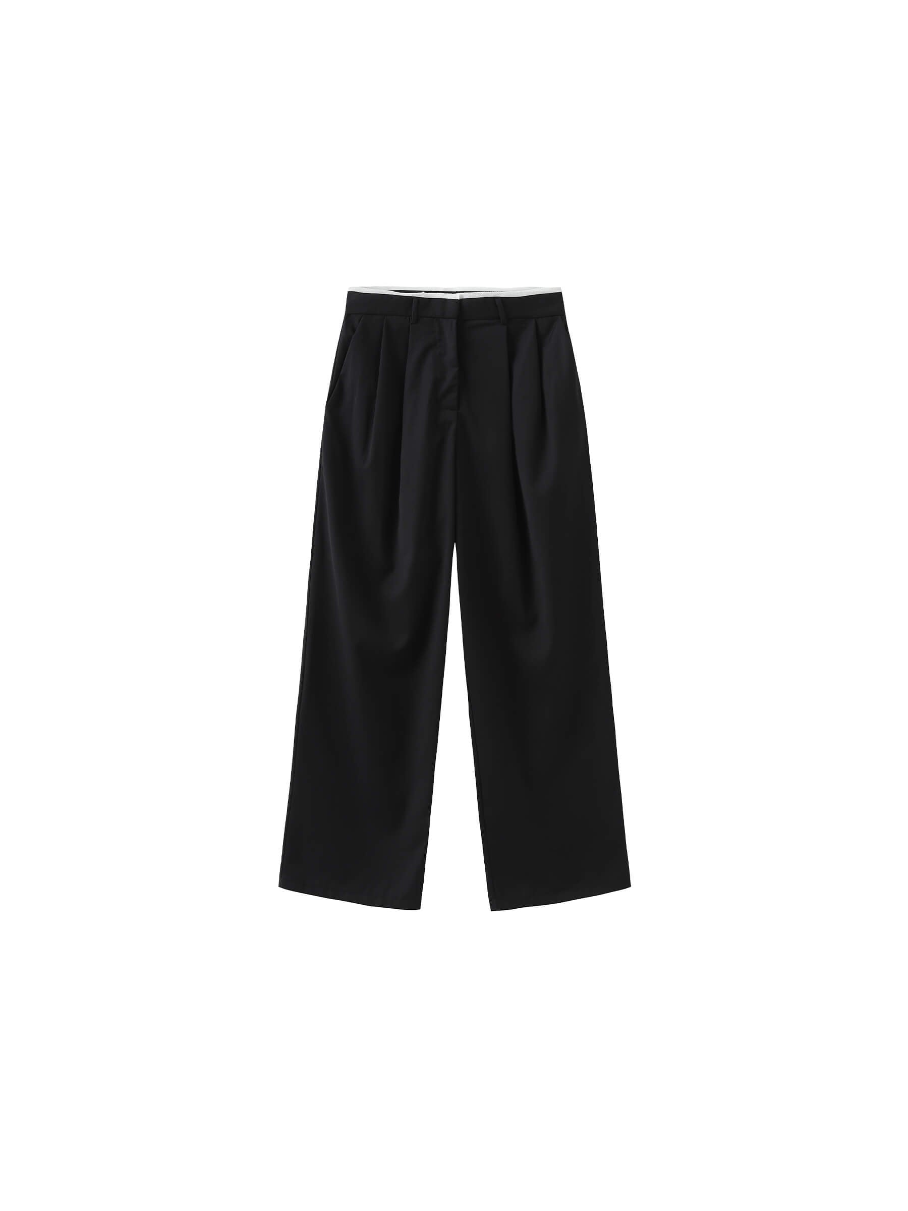 Slim Wide Leg Straight Casual Trousers-15